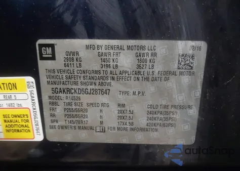 2016 Buick Enclave Premium z USA, uszkodzony, nr VIN 5GAKRCKD5GJ287647